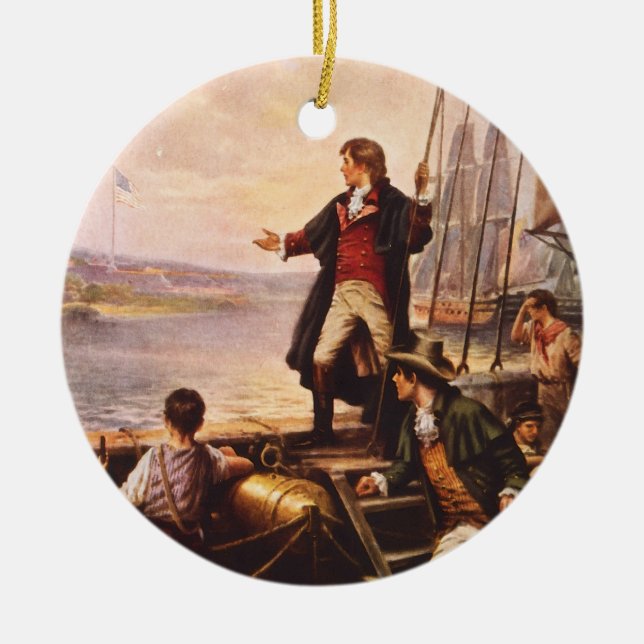 The Star Spangled Banner by Percy Moran Ceramic Tree Decoration (Front)