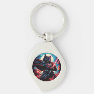 The Stardust Samurai Cosmic Cat Warrior Key Ring