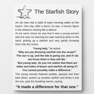 The Starfish Story. Starfish Poem. Plaque