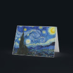 The Starry Night, 1889 by Vincent van Gogh Card<br><div class="desc">The Starry Night,  1889 by Vincent van Gogh. It depicts the view from the east-facing window of his asylum room at Saint-Rémy-de-Provence,  just before sunrise,  with the addition of an imaginary village.</div>