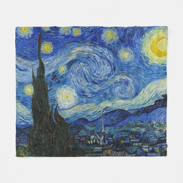The Starry Night, 1889 by Vincent van Gogh Fleece Blanket (Front (Horizontal))