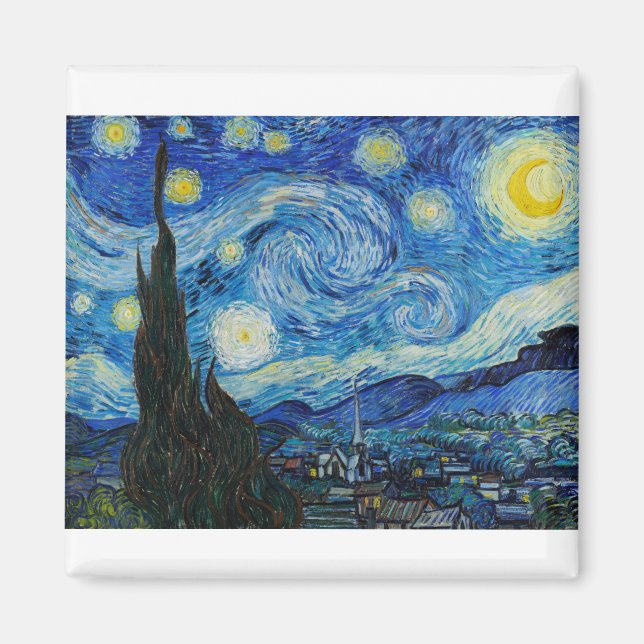 The Starry Night 1889 by Vincent van Gogh Magnet (Front)