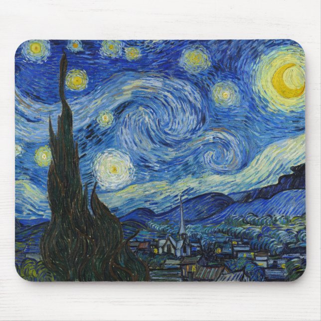 The Starry Night, 1889 by Vincent van Gogh Mouse Mat (Front)