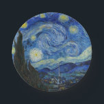 The Starry Night, 1889 by Vincent van Gogh Paper Plate<br><div class="desc">The Starry Night,  1889 by Vincent van Gogh. It depicts the view from the east-facing window of his asylum room at Saint-Rémy-de-Provence,  just before sunrise,  with the addition of an imaginary village.</div>