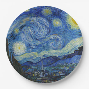 The Starry Night, 1889 by Vincent van Gogh Paper Plate