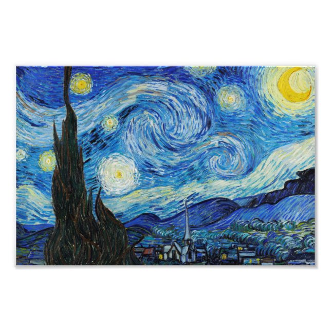 The Starry Night (1889) by Vincent Van Gogh Photo Print (Front)