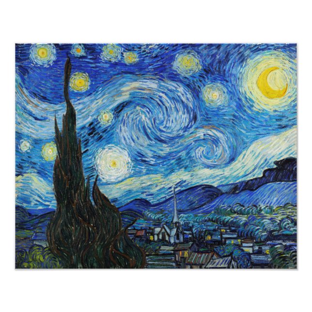 The Starry Night (1889) by Vincent Van Gogh. Photo Print (Front)