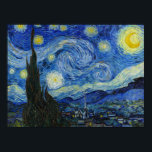 The Starry Night, 1889 by Vincent van Gogh Poster<br><div class="desc">The Starry Night,  1889 by Vincent van Gogh. It depicts the view from the east-facing window of his asylum room at Saint-Rémy-de-Provence,  just before sunrise,  with the addition of an imaginary village.</div>