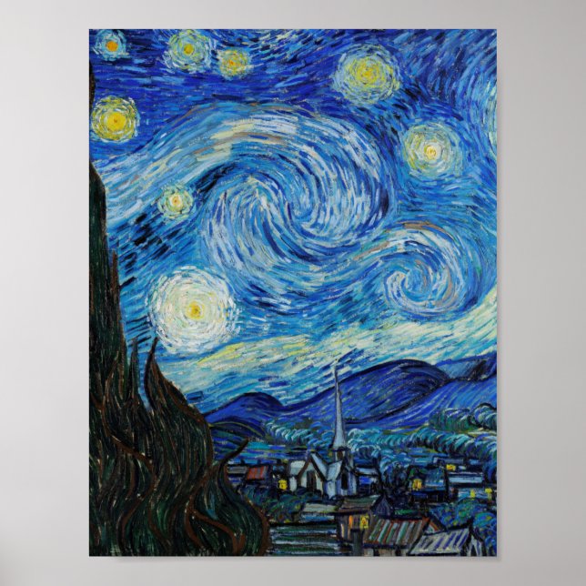 The Starry Night (1889) by Vincent Van Gogh Poster (Front)