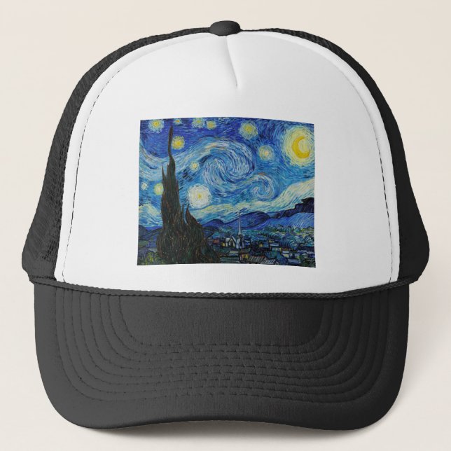 The Starry Night (1889) by Vincent Van Gogh Trucker Hat (Front)