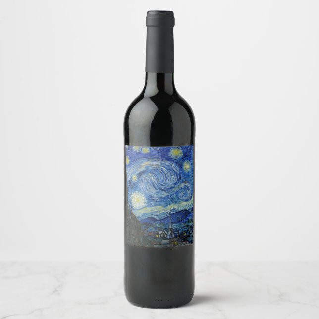 The Starry Night, 1889 by Vincent van Gogh Wine Label (Front)