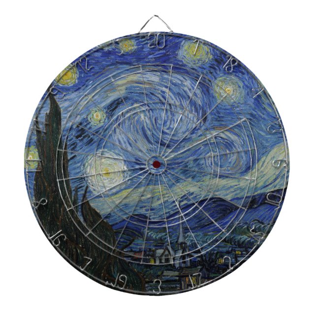 The Starry Night 1889 Vincent van Gogh Dartboard (Front)