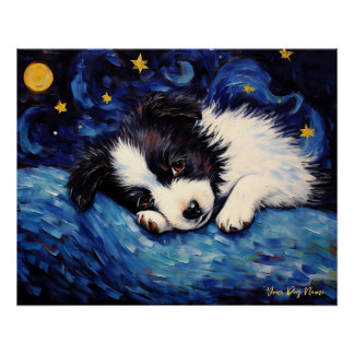 The starry night - Border Collie Dog 002 - Qian wa Poster