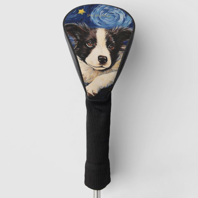 The starry night - Border Collie Dog 003 - Qian wa Golf Head Cover (Front)