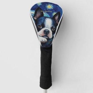 The starry night - Boston Terrier Dog 001 - Qian w Golf Head Cover