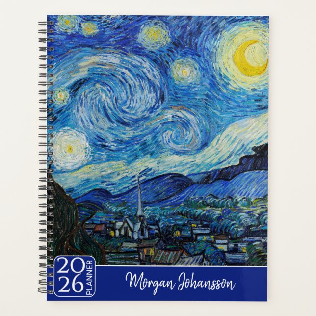 The Starry Night by Van Gogh | Custom Text Planner (Front)