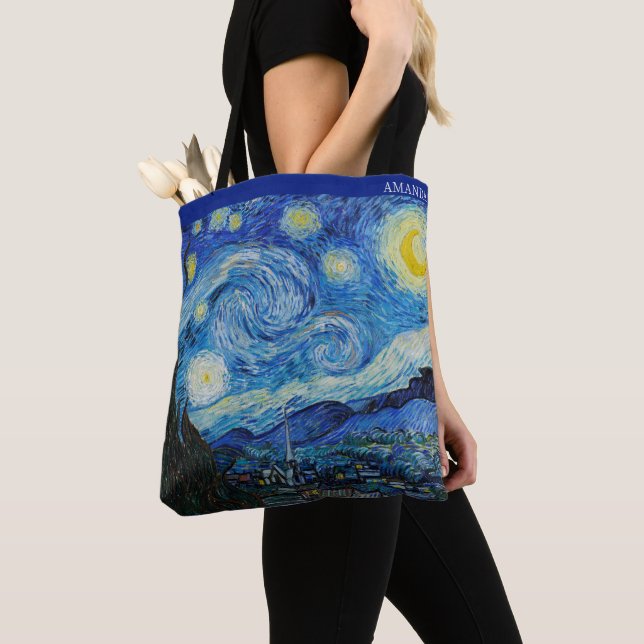 The Starry Night by Van Gogh – Customizable  Tote Bag (Close Up)