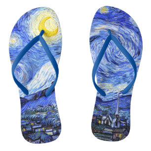 The Starry Night by Van Gogh Flip Flops