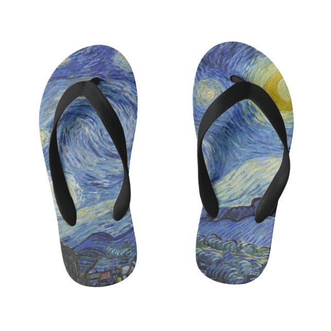 The Starry Night by Van Gogh Kid's Flip Flops (Footbed)