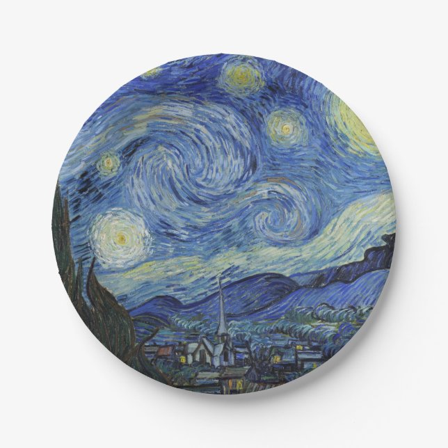 The Starry Night by Van Gogh Paper Plate (Front)