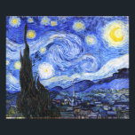 The Starry Night by Van Gogh Photo Print<br><div class="desc">An oil painting by the Dutch master Vincent Van Gogh(1853-1890) Probably his most famous painting, Van Gogh painted 'The Starry Night' in 1889 from memory while in an asylum in France where he checked himself in for depression.The scene depicts the view from his bedroom window. In the painting there is...</div>