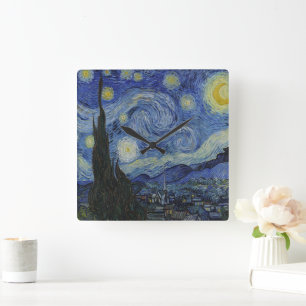 The Starry Night by Van Gogh   Square Wall Clock