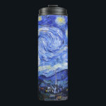 The Starry Night by Van Gogh Thermal Tumbler<br><div class="desc">Oil painting by the Dutch master Vincent Van Gogh(1853-1890) Probably his most famous painting, Van Gogh painted 'The Starry Night' in 1889 from memory while in an asylum in France where he checked himself in for depression.The scene depicts the view from his bedroom window. In the painting there is the...</div>