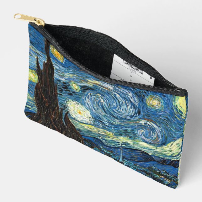 The Starry Night by Vincent Van Gogh Accessory Pouch (Open)