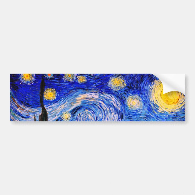 The Starry Night by Vincent Van Gogh Bumper Sticker (Front)