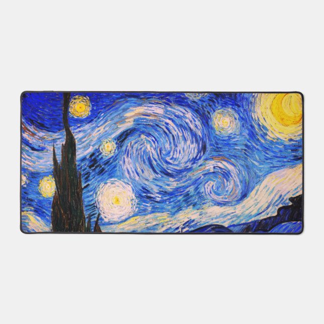 The Starry Night by Vincent Van Gogh  Desk Mat (Front)