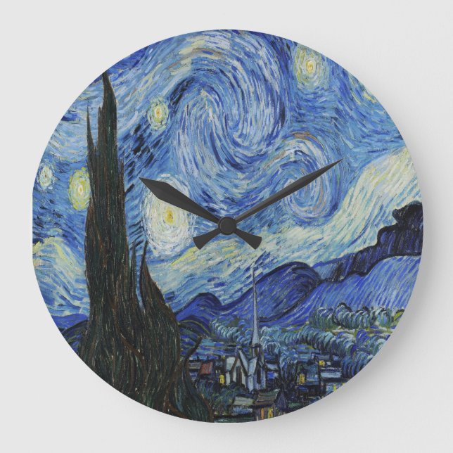 The Starry Night by Vincent Van Gogh Large Clock (Front)