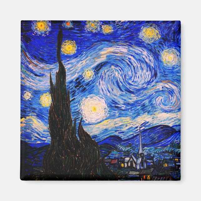 The Starry Night by Vincent Van Gogh Magnet (Front)
