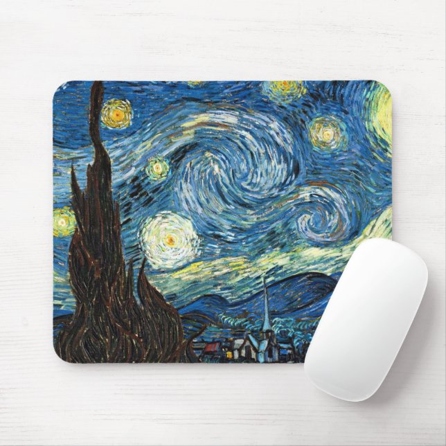 The Starry Night by Vincent Van Gogh Mouse Mat (With Mouse)