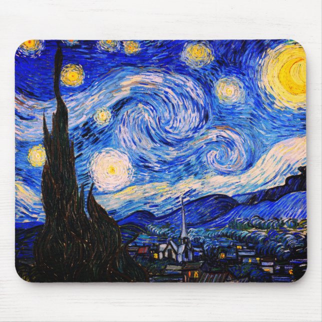 The Starry Night by Vincent Van Gogh Mouse Mat (Front)