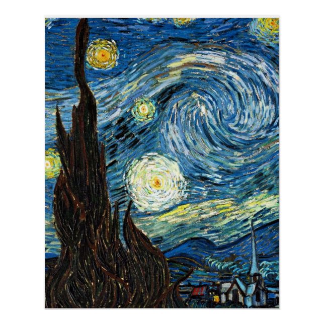 The Starry Night by Vincent Van Gogh Poster (Front)