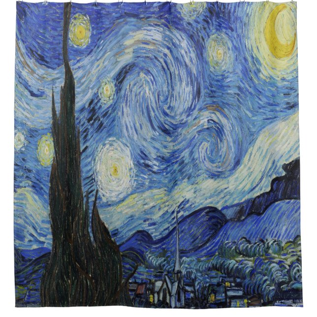 The Starry Night by Vincent Van Gogh Shower Curtain (Front)