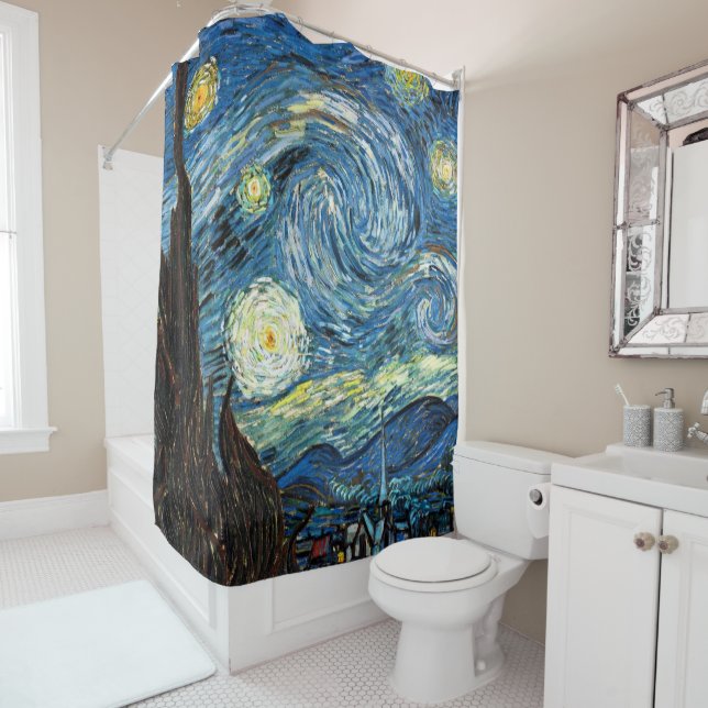 The Starry Night by Vincent Van Gogh Shower Curtain (In Situ)