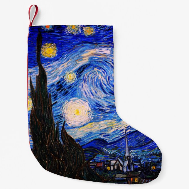 The Starry Night by Vincent Van Gogh Small Christmas Stocking (Front)