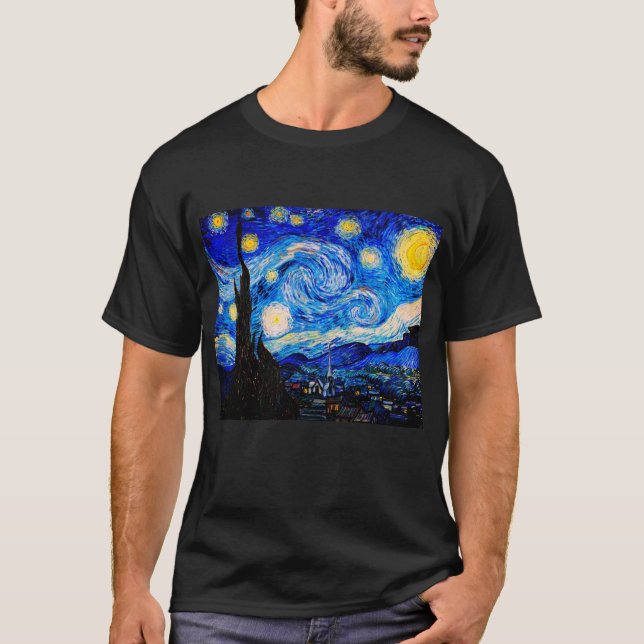 The Starry Night By Vincent Van Gogh T-Shirt (Front)