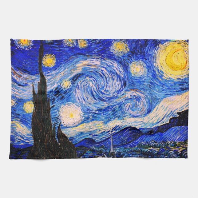 The Starry Night by Vincent Van Gogh Tea Towel (Horizontal)