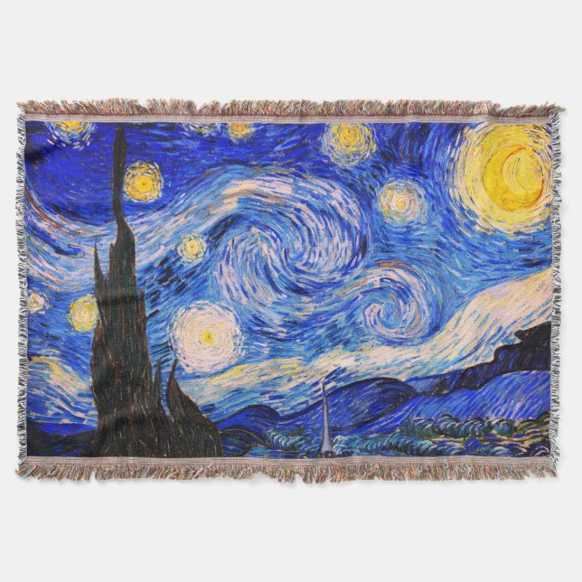 The Starry Night by Vincent Van Gogh  Throw Blanket (Front)