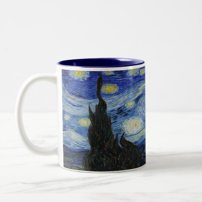 The Starry Night by Vincent Van Gogh Two-Tone Coffee Mug (Left)