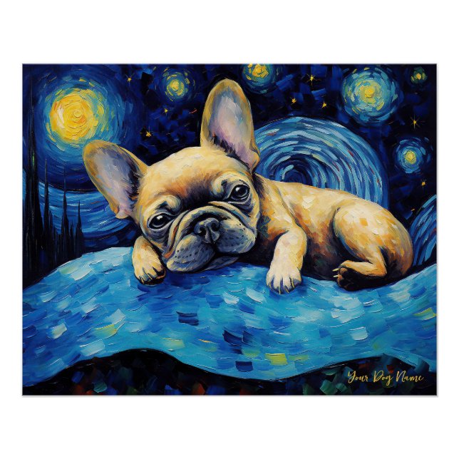 The starry night - French Bulldog 003 - Qian wan G Poster (Front)