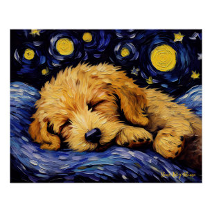 The starry night - Goldendoodle Dog 001 - Qian wan Poster