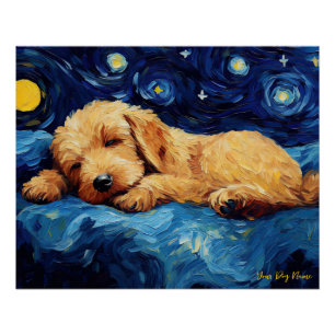 The starry night - Goldendoodle Dog 002 - Qian wan Poster