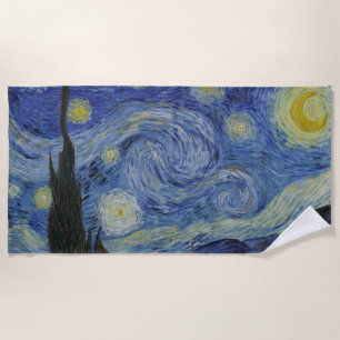The Starry Night, oil painting, Vincent Van Gogh Beach Towel