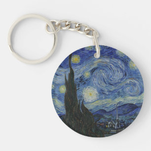 The Starry Night, oil painting, Vincent Van Gogh Key Ring