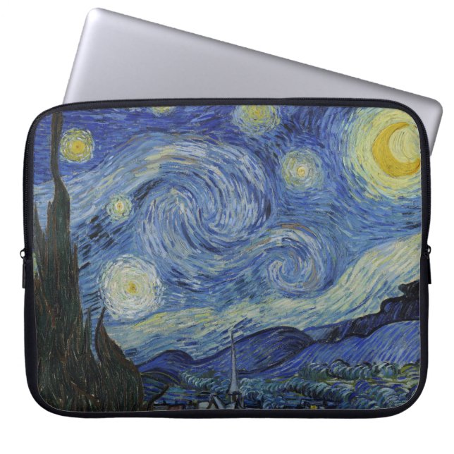 The Starry Night, oil painting, Vincent Van Gogh Laptop Sleeve (Front)
