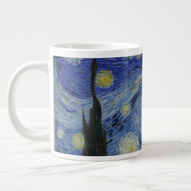 The Starry Night, oil painting, Vincent Van Gogh Large Coffee Mug (Left)