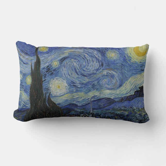 The Starry Night, oil painting, Vincent Van Gogh Lumbar Cushion (Front)